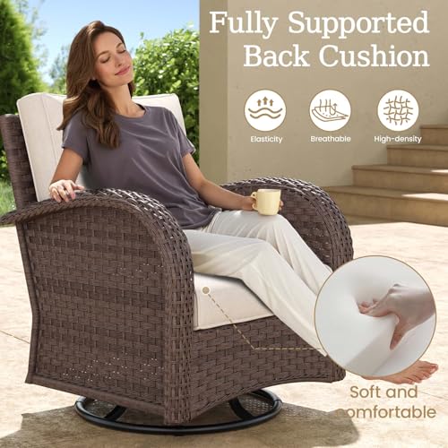 5 Pieces Wicker Patio Furniture Set with High Back Swivel Rocker Chairs N466012