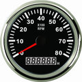 85mm 8000 RPM Tachometer Gauge With Hour Meter RED Backlight Waterproof Pack of 2 W5491