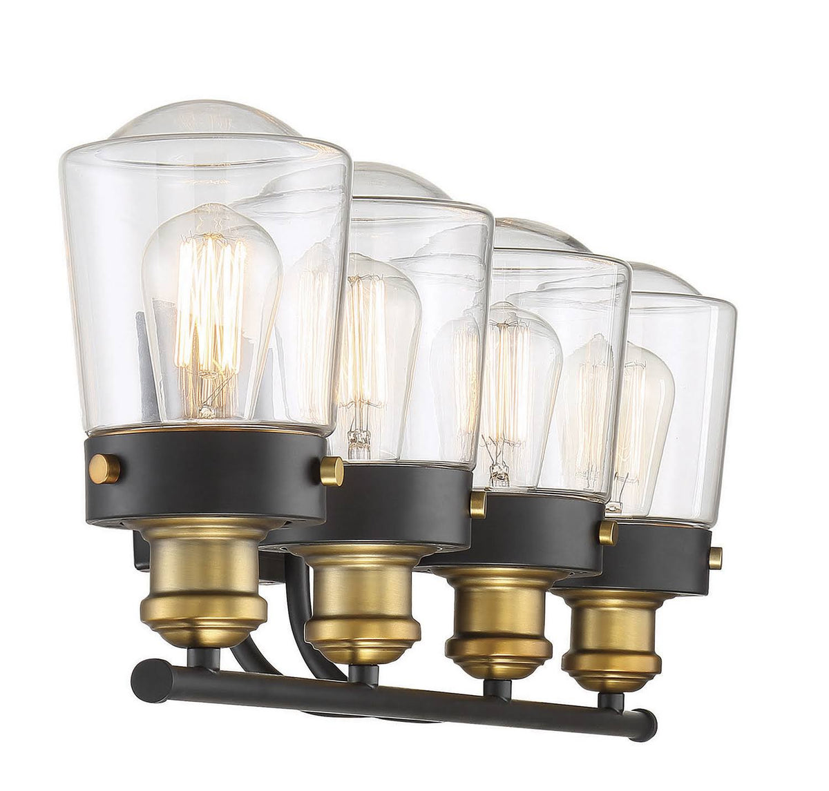 Vintage Black with Warm Brass 4 Light Bath V8881