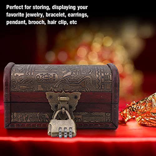 Small Wooden Treasure Chest Box with Lock U546