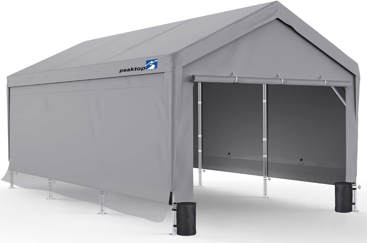 10x20ft Heavy Duty Carport with Adjustable Heights N574087