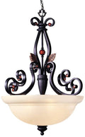 Copper Bronze Chandelier with Aged Gold Leaves N455