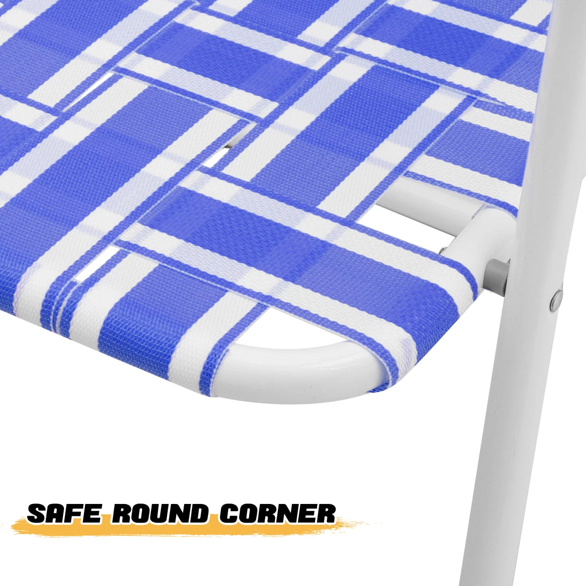Folding Webbed Beach Chairs Set of 2 with Armrests, Blue D25082