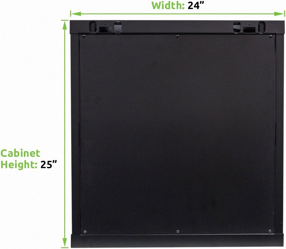 12U 19-Inch Wallmount Server Network Rack with Locking Glass Door Black with Shelves M1851