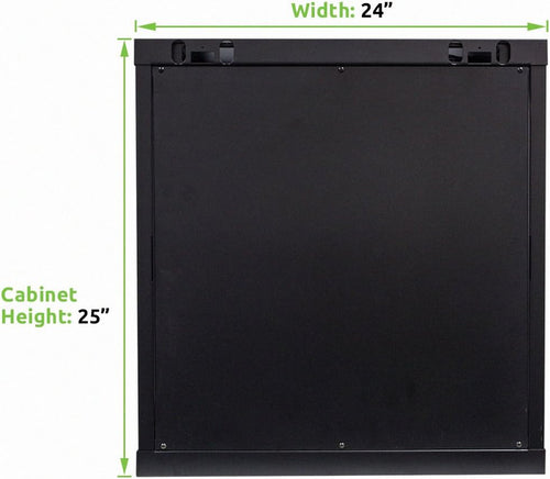 12U 19-Inch Wallmount Server Network Rack with Locking Glass Door Black with Shelves M1851