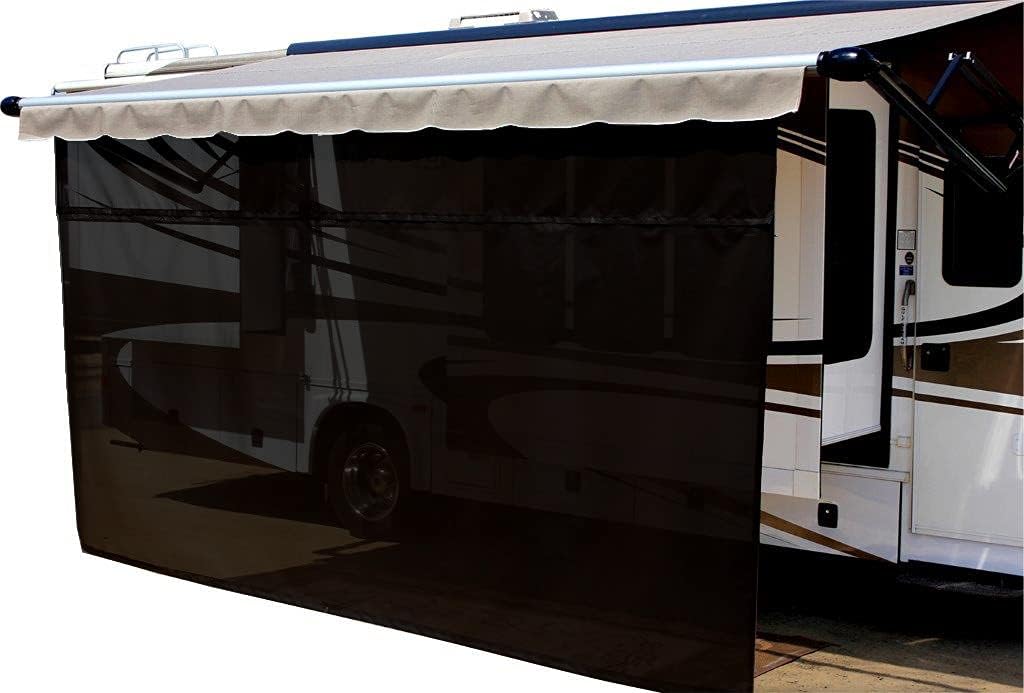 Black Solar Mesh Sun Shade for 12V Electric RV Awning, 13' x 6' S18303