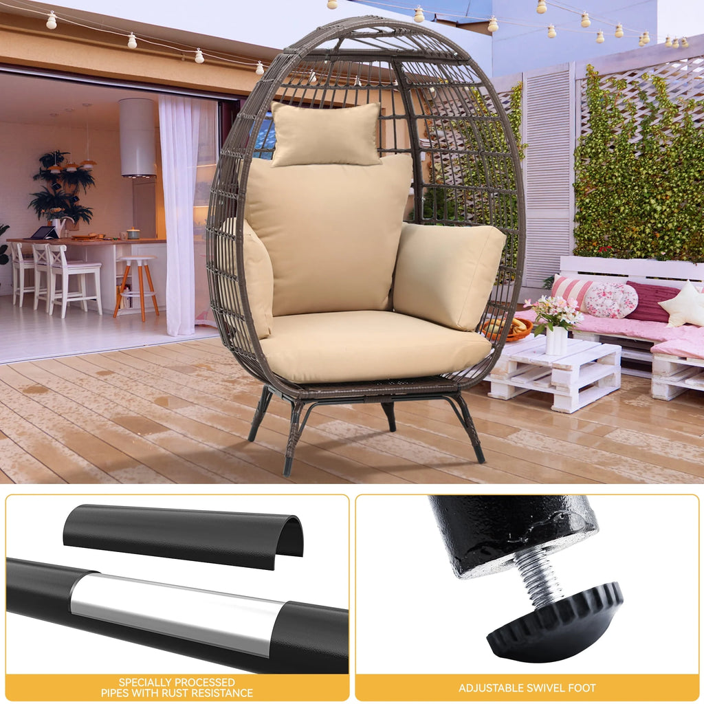 Egg Chair with Cushion Wicker PE Rattan B84379