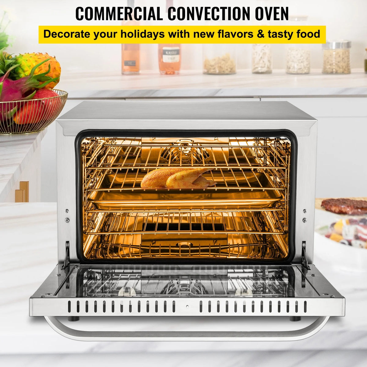 Commercial Convection Oven, 66L, 1800W, 4-Tier U800226