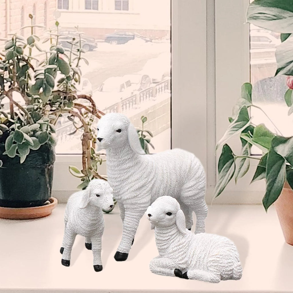 Set of 2 Resin Lamb Figurine Decoration C421368