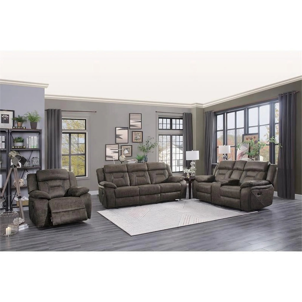 Dark Brown Microfiber Double Reclining Sofa X730322