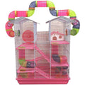 Pink 5-Levels Hamster Mouse Cage with Long Crossover Tube T335186