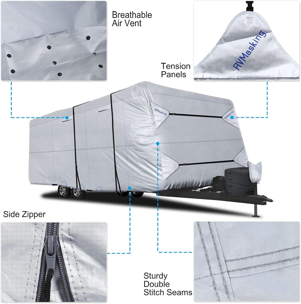 Rip-Stop RV Cover Waterproof Camper Cover with Gutter Covers H453067