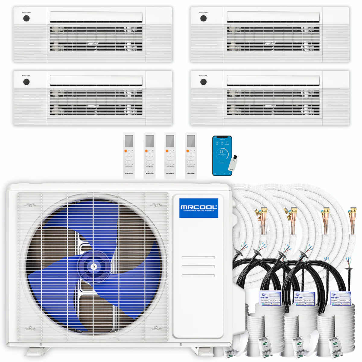 36,000 BTU 4 Zone Ceiling Cassette Ductless Air Conditioner and Heat Pump M5477