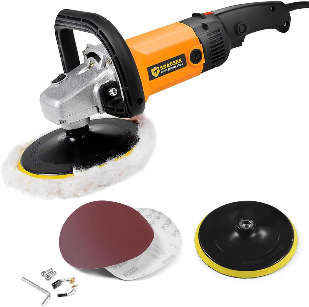 Electric Car Polisher 6-Speed Rotary Polisher 7 Buffer Sander with Bonnet Pad, 10Amp B764