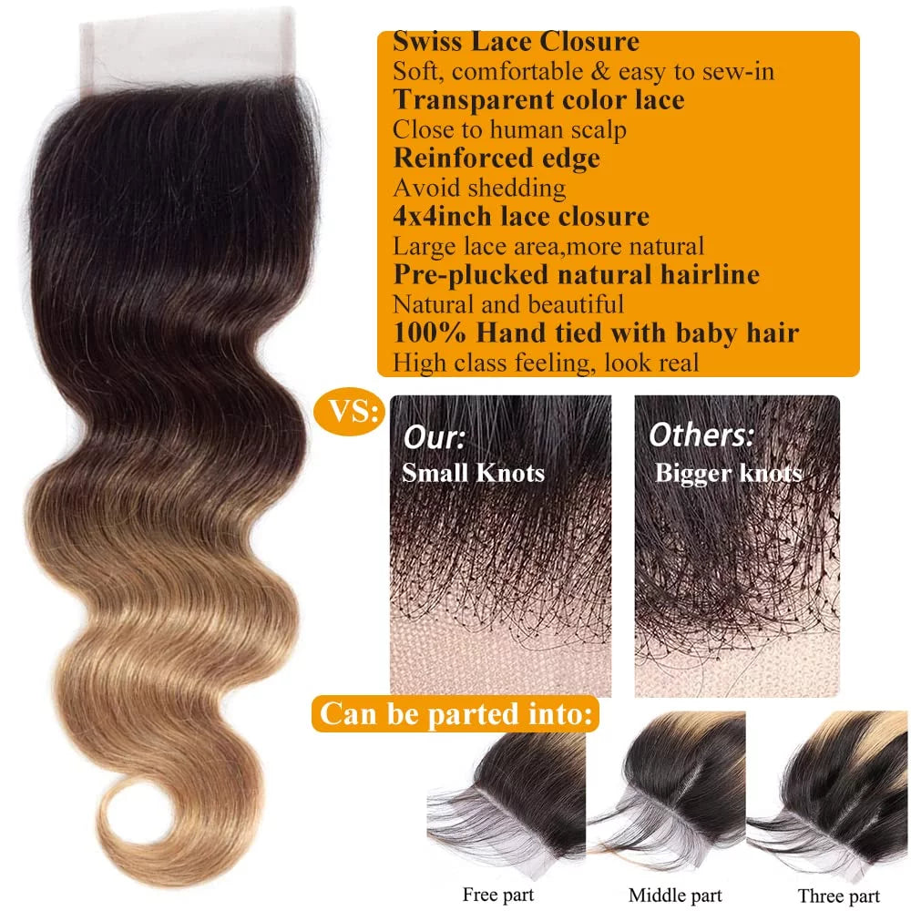 Body Wave Human Hair 4x4 Lace Closure G6816