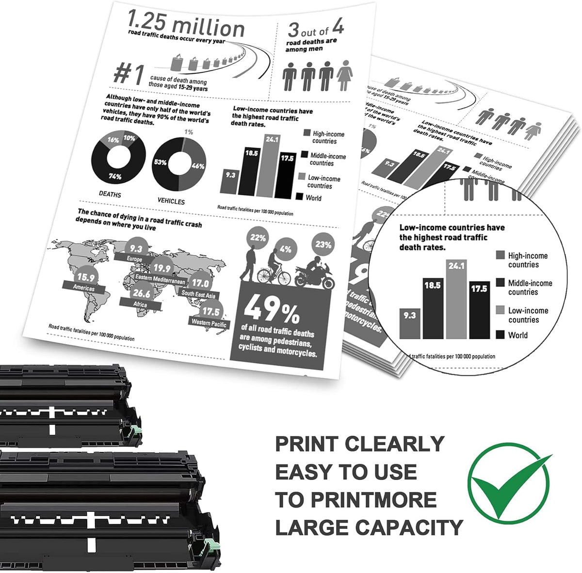TN360 Toner Cartridge Compatible Replacement for Brother Printer (3-Pack, Black) I16252