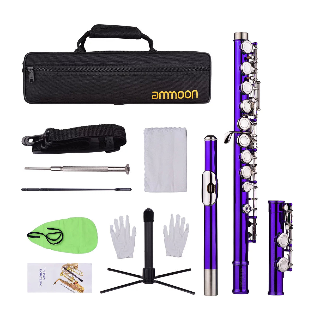 16 Keys Cupronickel Nickel-plated Closed Hole C Flute with Carry Case Q83034