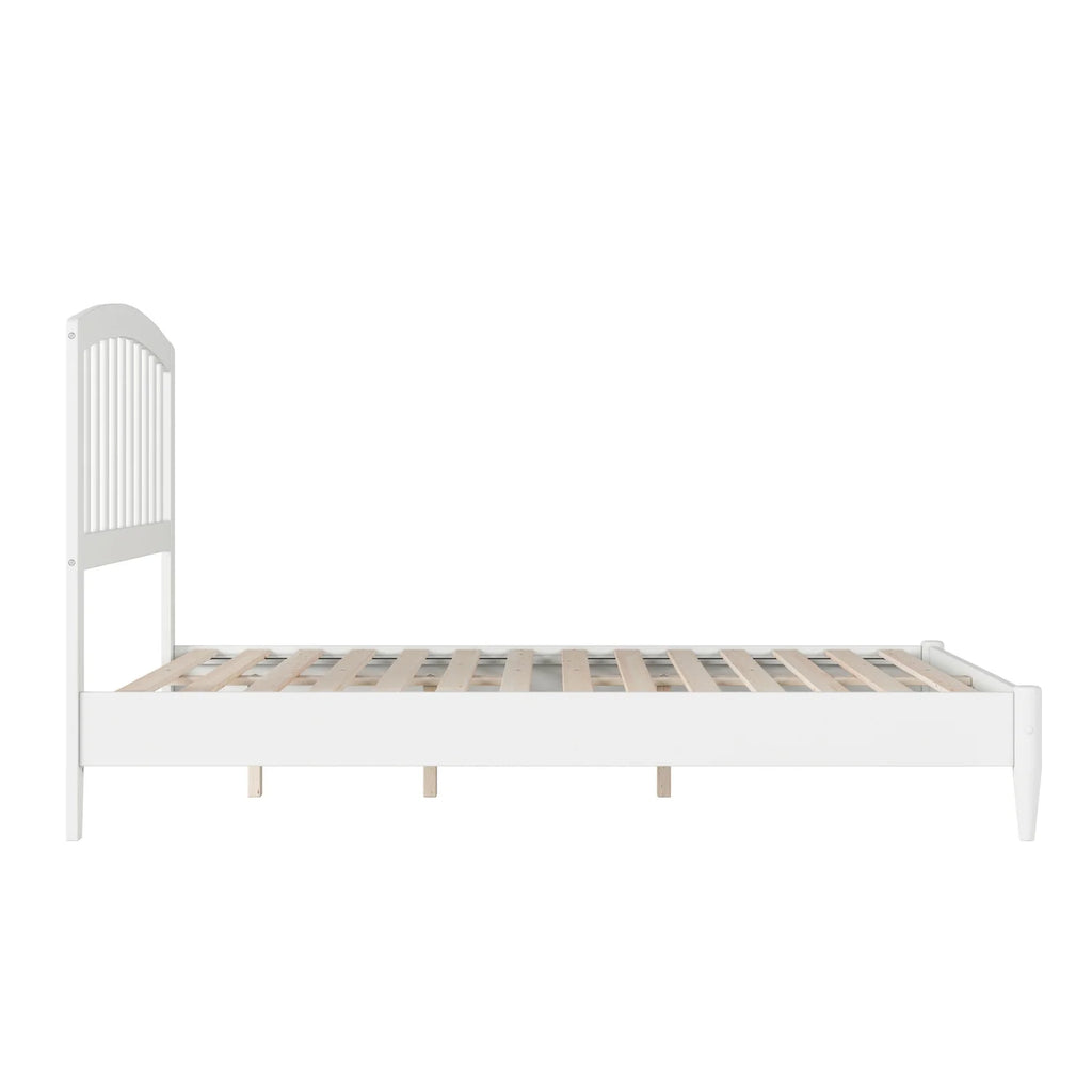 White Full Solid Wood Low Profile Platform Bed C6201