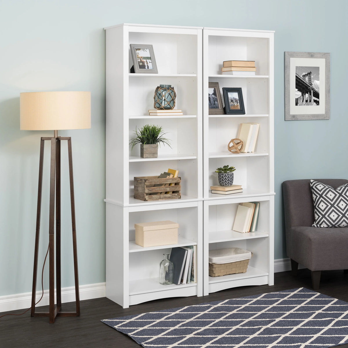 80" Tall White Bookcase with Adjustable Shelves M636944