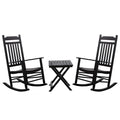 3 Piece Patio Rocking Chair Set with Side Table Black X763