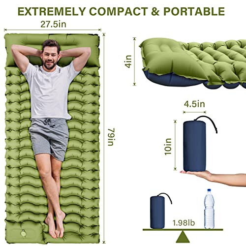 Ultralight Inflatable Sleeping Pad with Built-in Pillow Foot Pump F2071