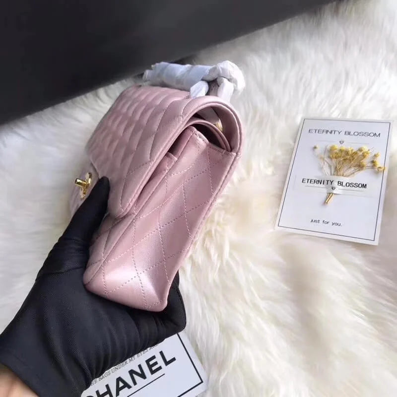 Pink Gold Medium Lambskin Leather Flap Bag E174884