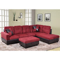 Red Microfiber Sectional Sofa with Storage Ottoman D2397