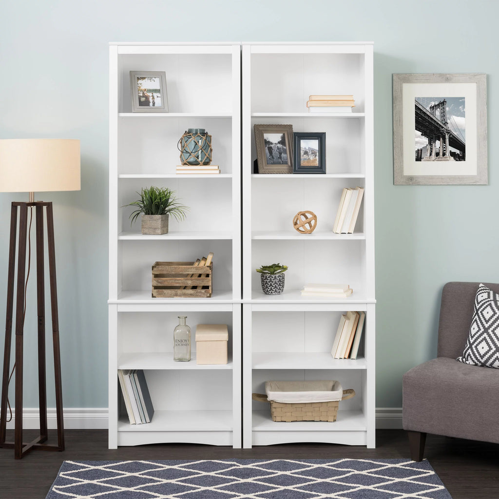 80" Tall White Bookcase with Adjustable Shelves M636944
