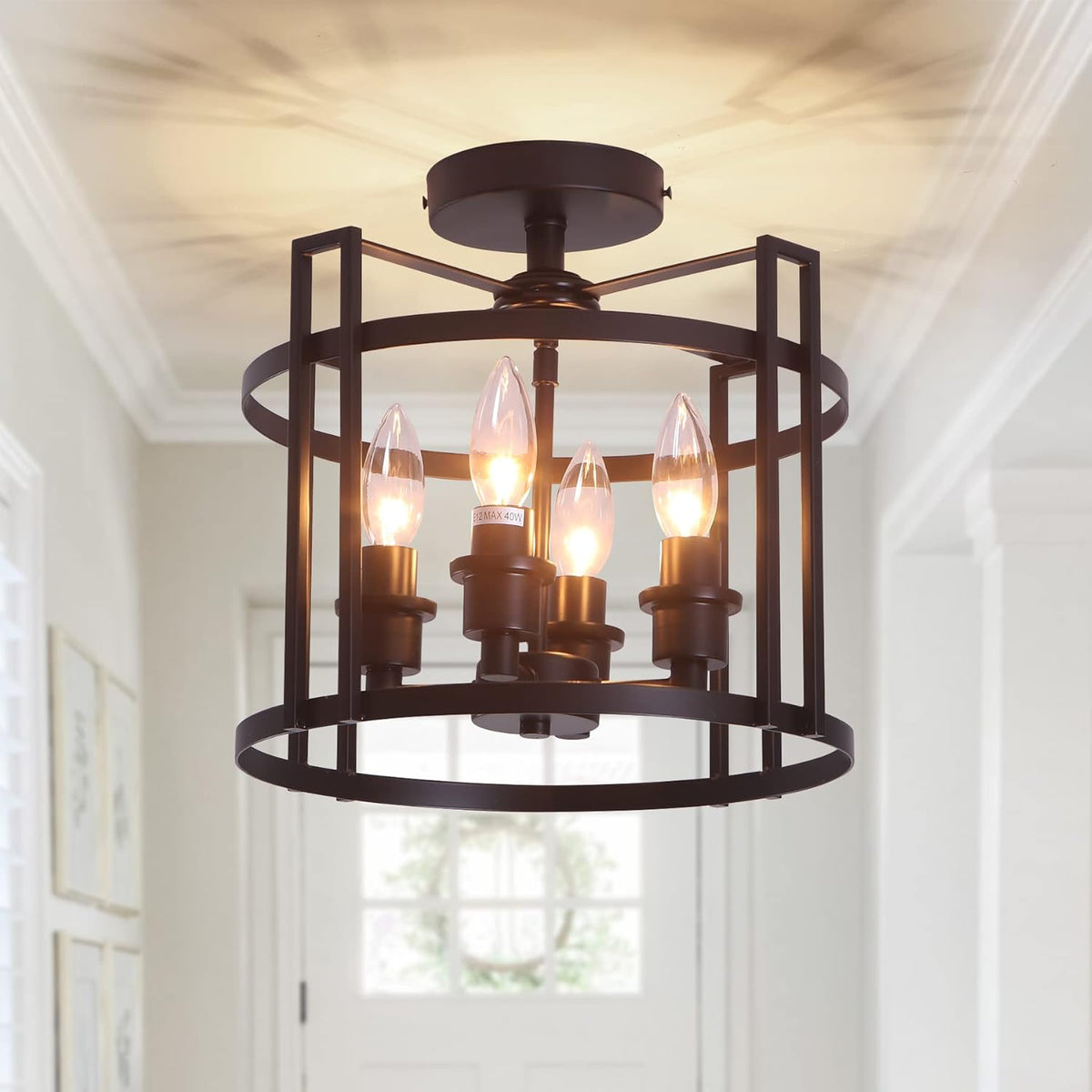 Black 4-Light Semi Flush Ceiling Light O37204