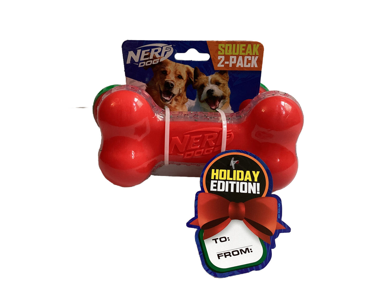 2-Pack Squeak Dog Toy Red/Green X654