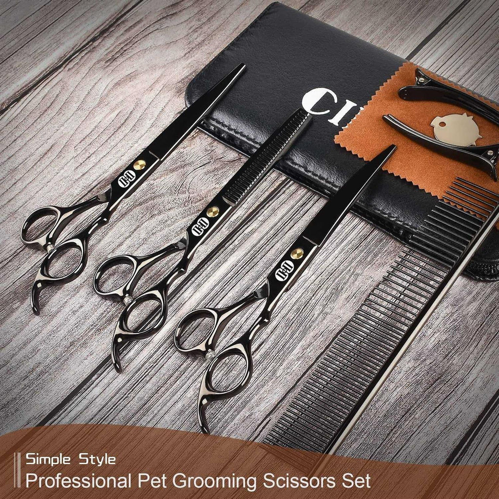 7 Inch Dog Grooming Scissors Kit with Curved Scissors Q206848