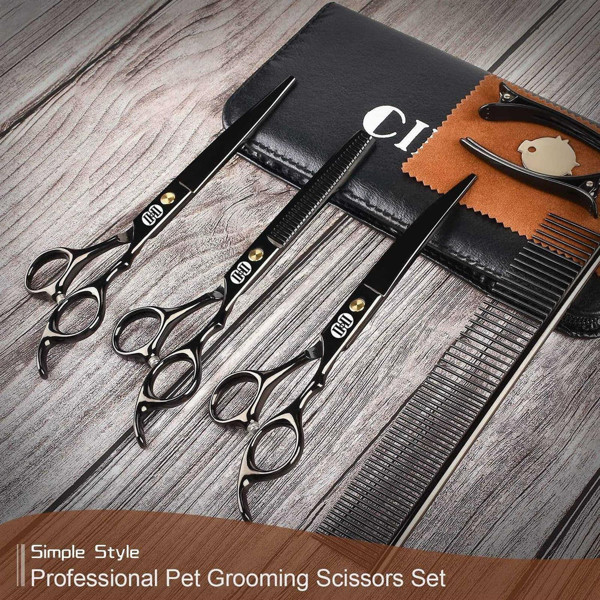 7 Inch Dog Grooming Scissors Kit with Curved Scissors Q206848