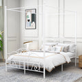 Vintage White Full Size Metal Canopy Bed Frame O2978