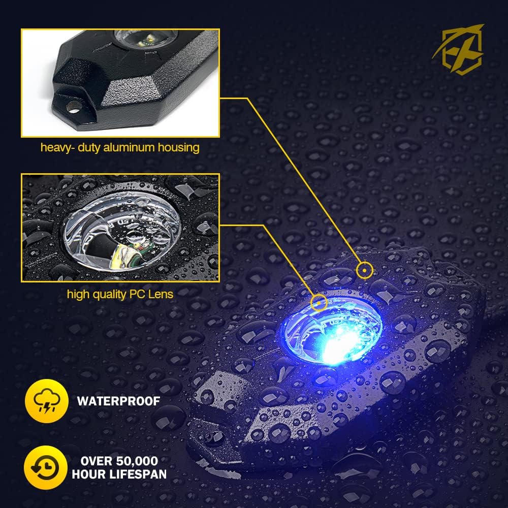 Multicolor LED Rock Lights Kit with Bluetooth Remote, 8 Pods U3623