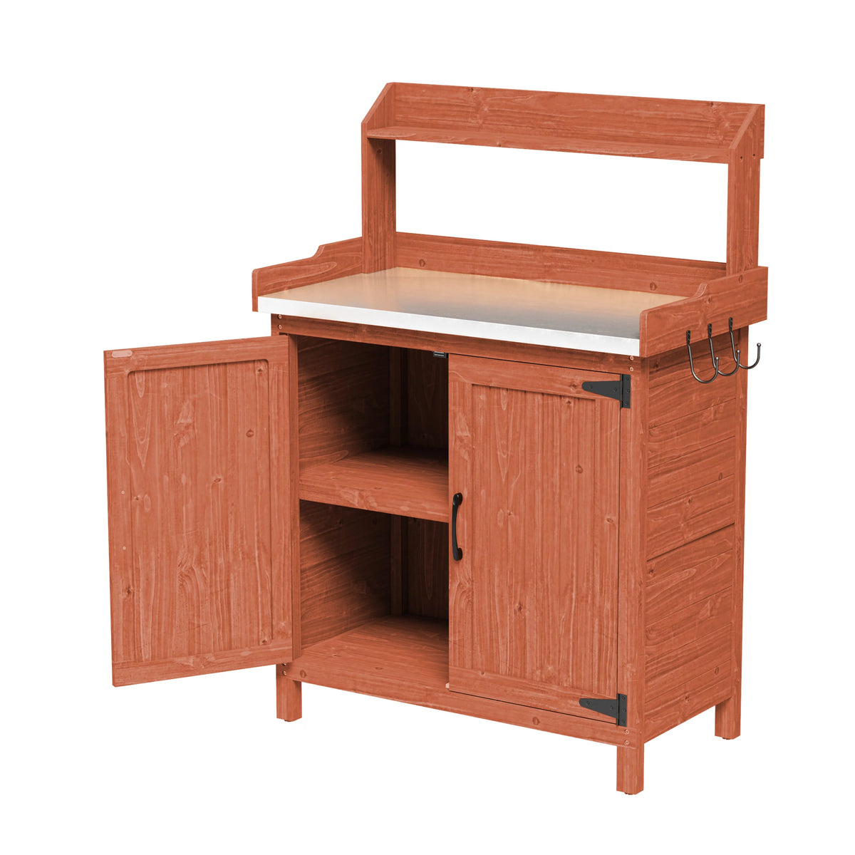Galvanized Steel Potting Bench with Storage E1554