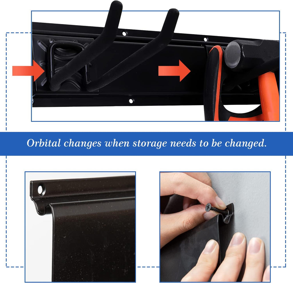 Heavy Duty Steel Tool Storage Rack with Wall Hooks Pack of 2 E74592