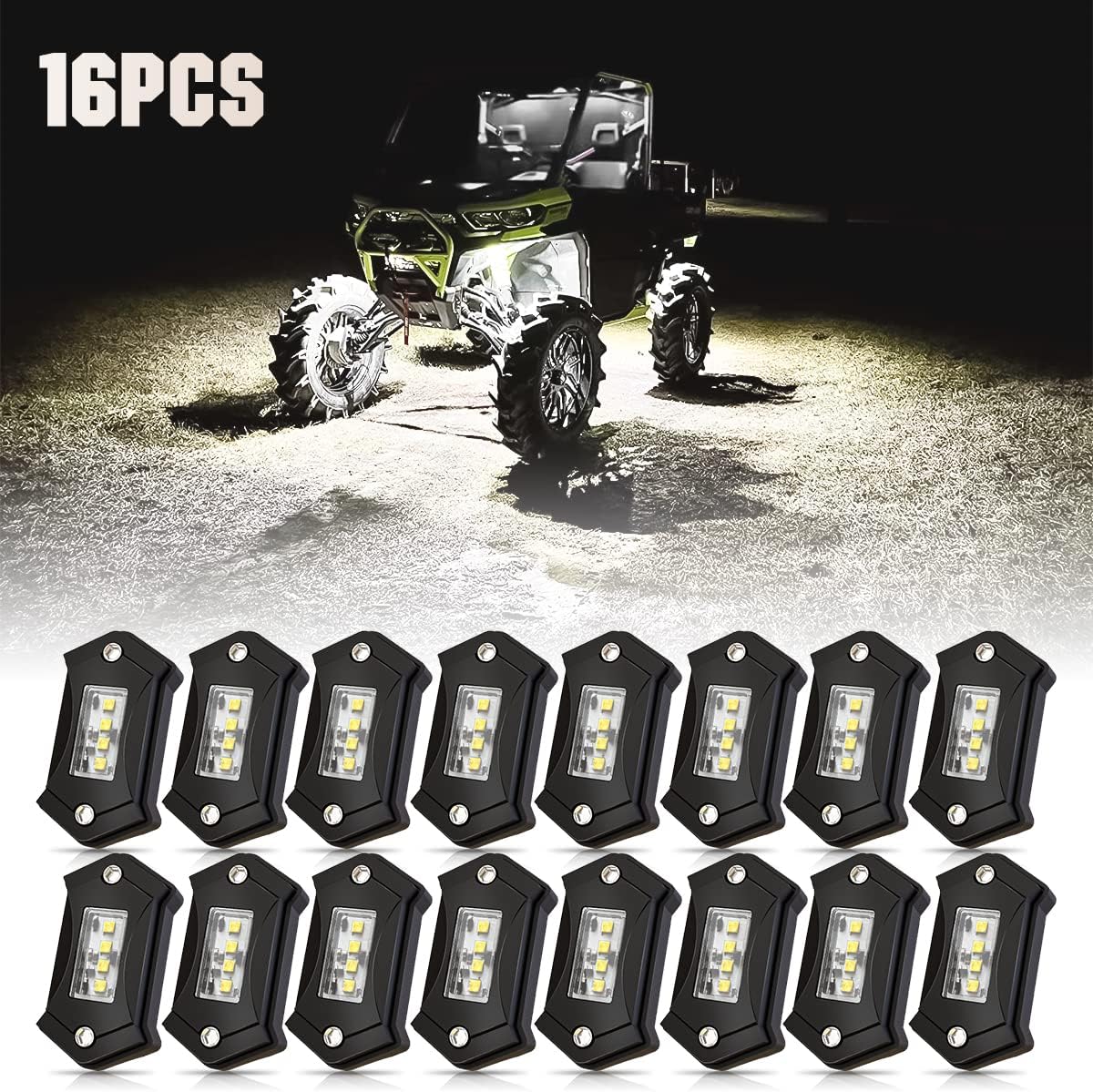 White 12PCS LED Rock Lights O894