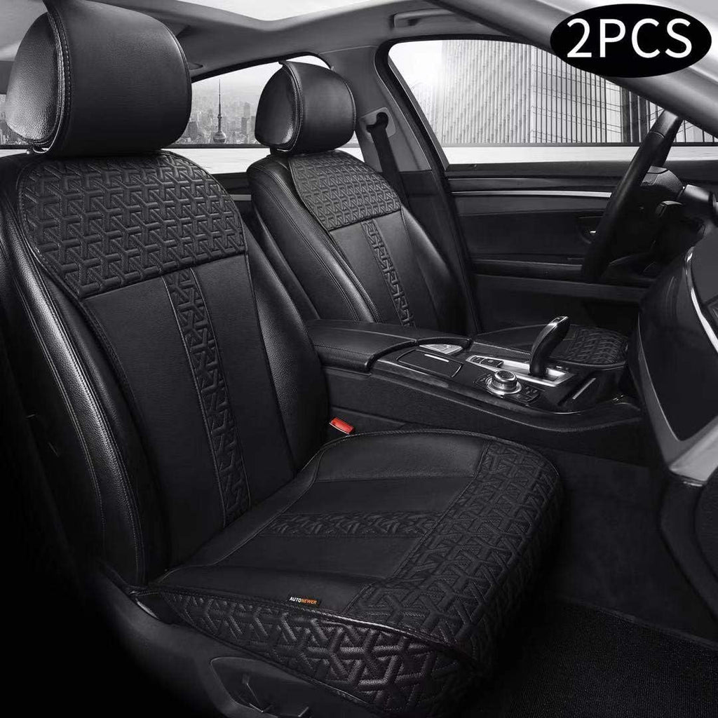 Leather PU Car Seat Cover Black 2PCS C72918