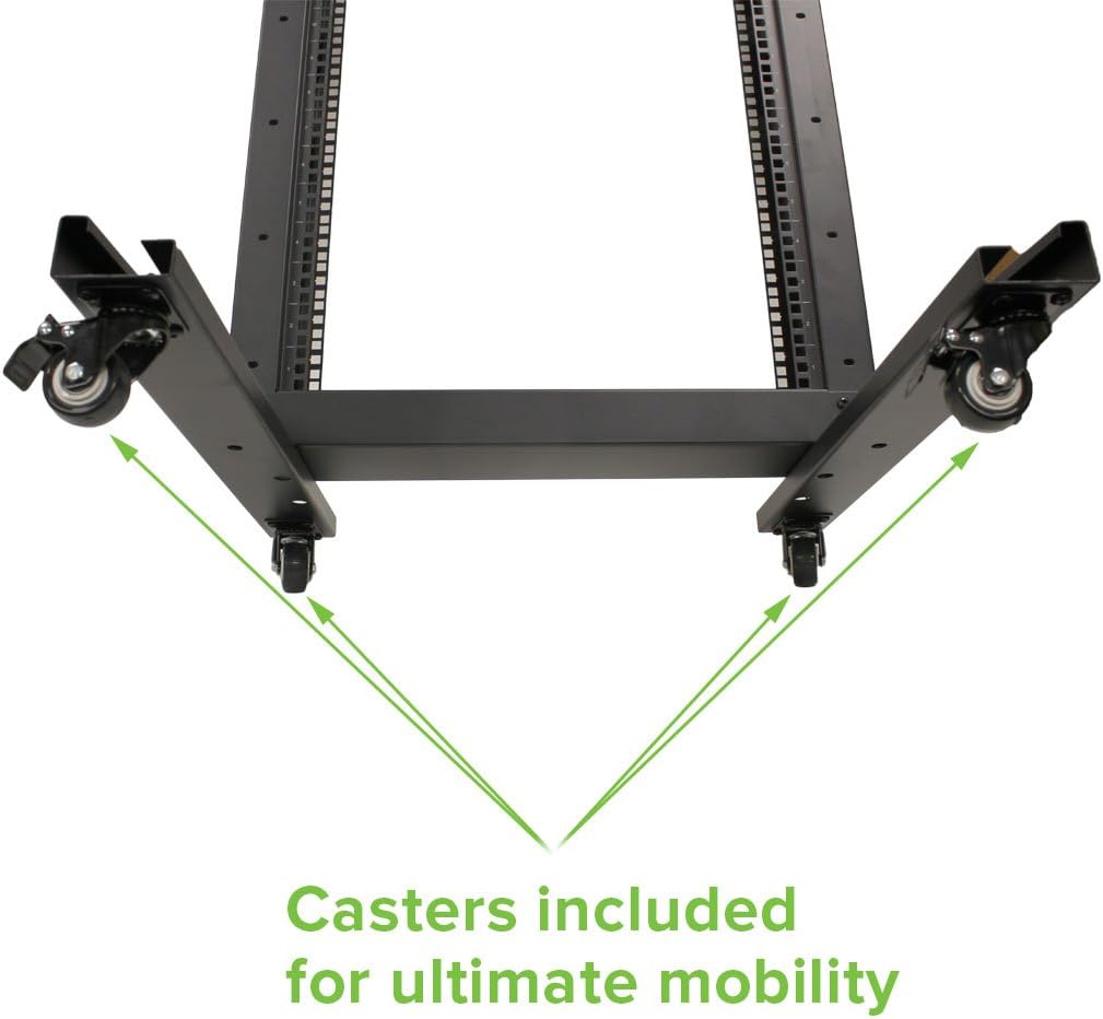 22U 2-Post Open Frame Server Rack with Casters Z9284