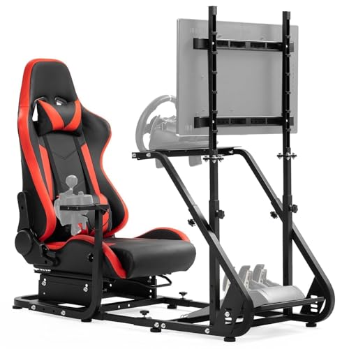 Racing Simulator Cockpit with Monitor Mount, red Seat G494