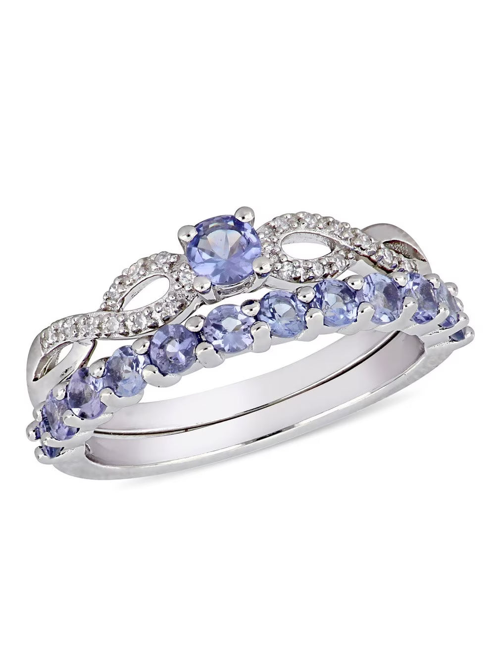 Tanzanite Engagement Ring & Wedding Band Set in Sterling Silver M997981