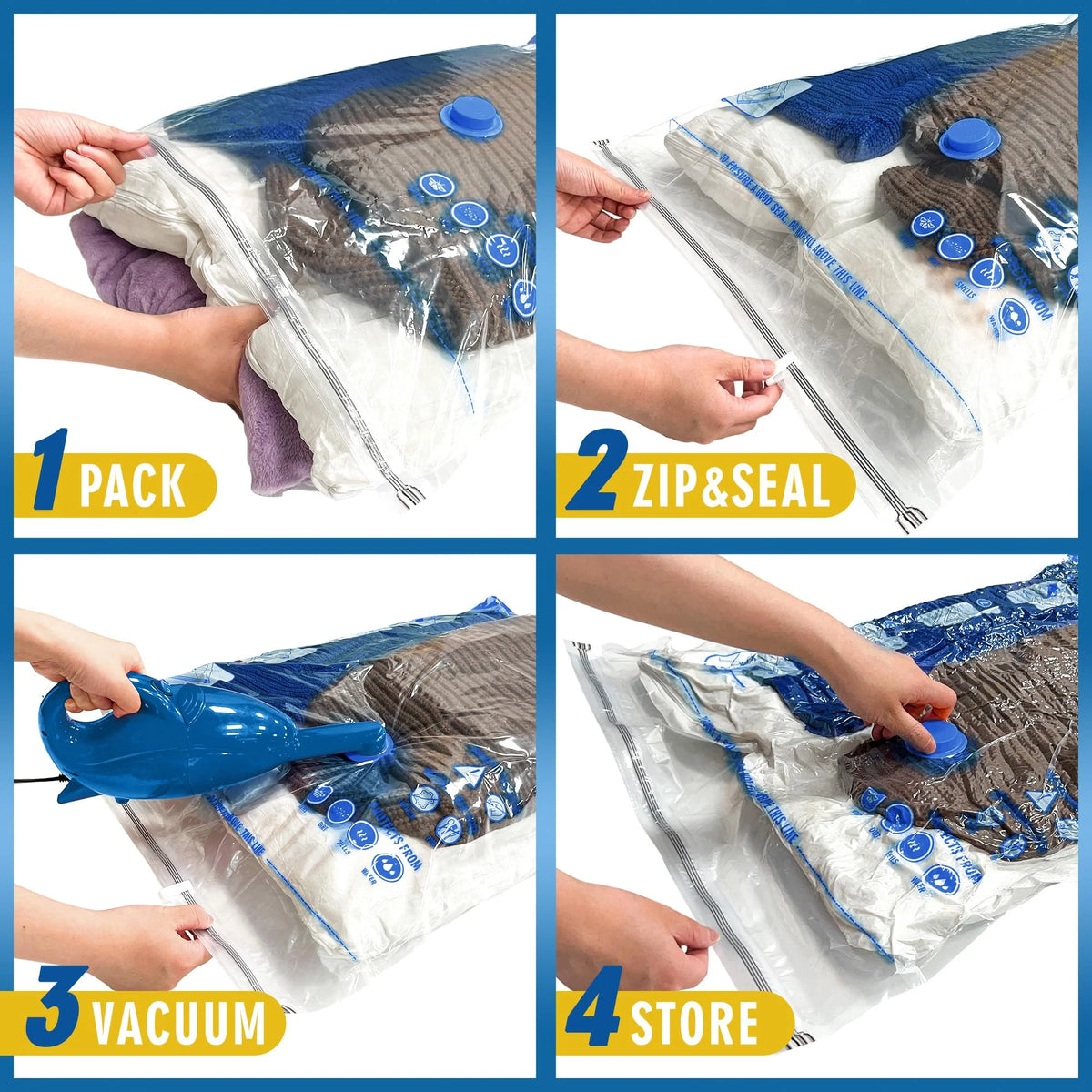 Jumbo Vacuum Storage Bags 8 Pack, Extra Large, White Q711