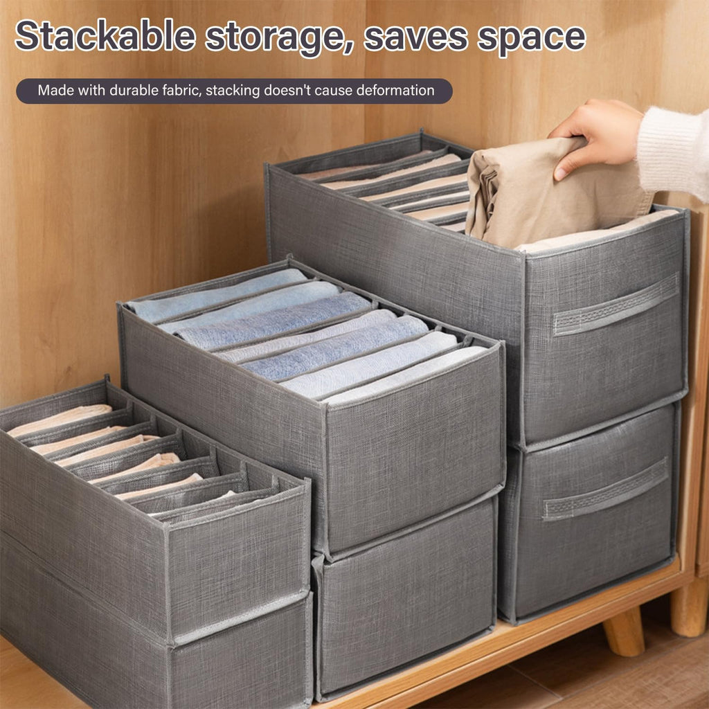 4 Packs 6-Compartment Clothes Organizer Drawer With Handles A4131