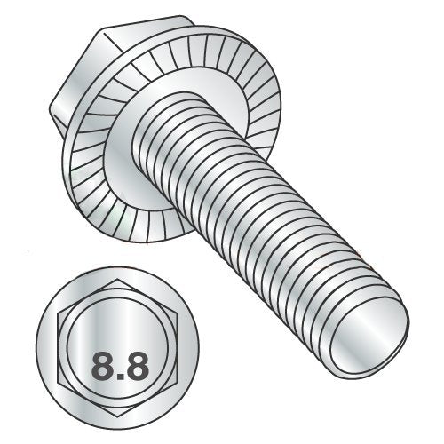 M6-1.0 x 20 mm Hex Flange Screws Serrated Grade 8.8 Zinc DIN6921 J448