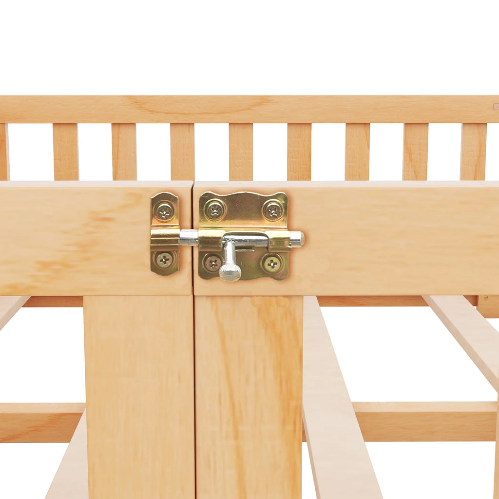 Queen Natural Solid Wood Floor Bed Frame with Slats W794992