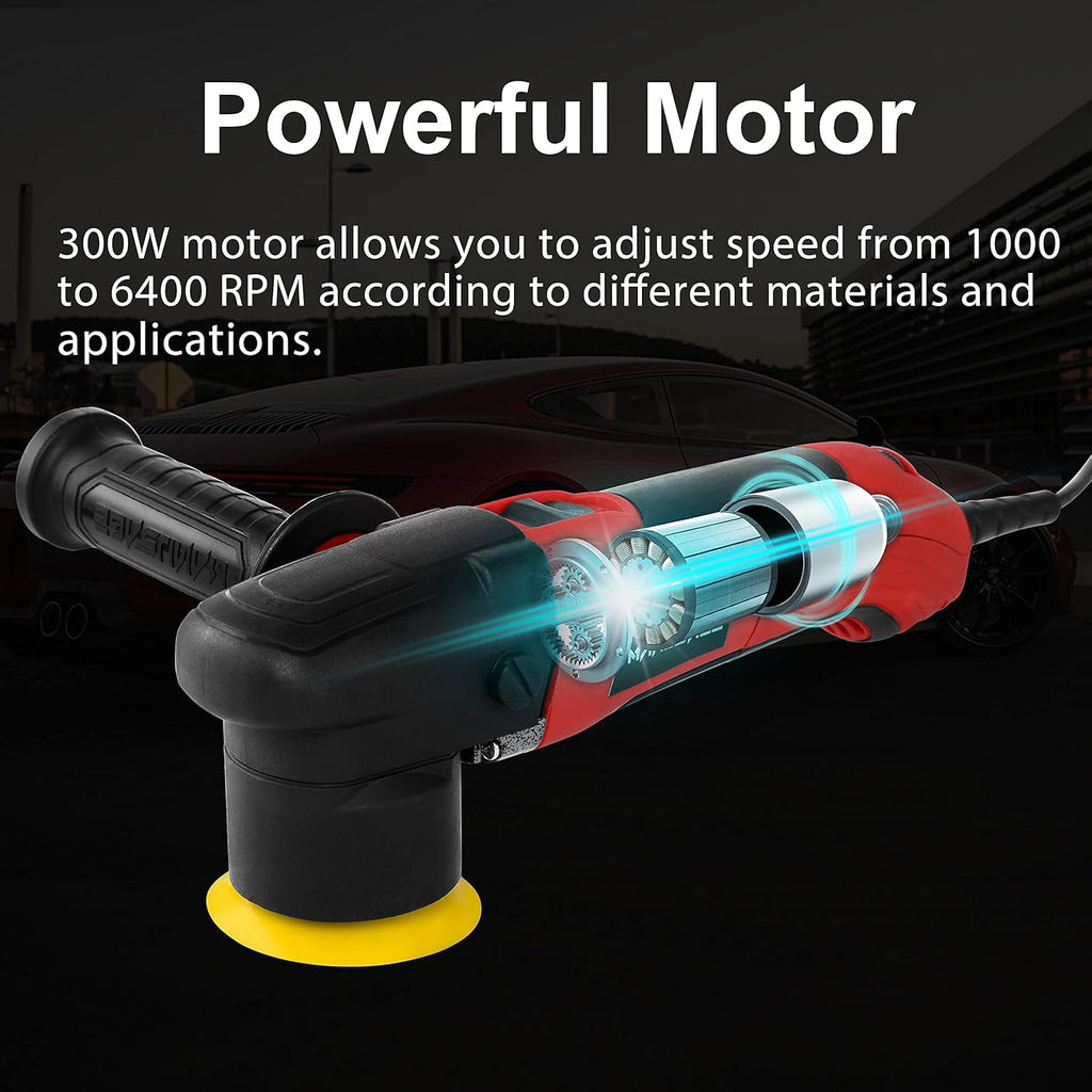 3-Inch Dual Action Car Polisher with 4 Foam and 1 Wool Pads L21328