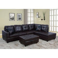 Dark Brown Faux Leather Sofa with Ottoman A615177