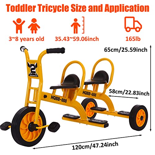 Kids Tricycle with Passenger Seat, Inflation-Free Rubber Wheels U894