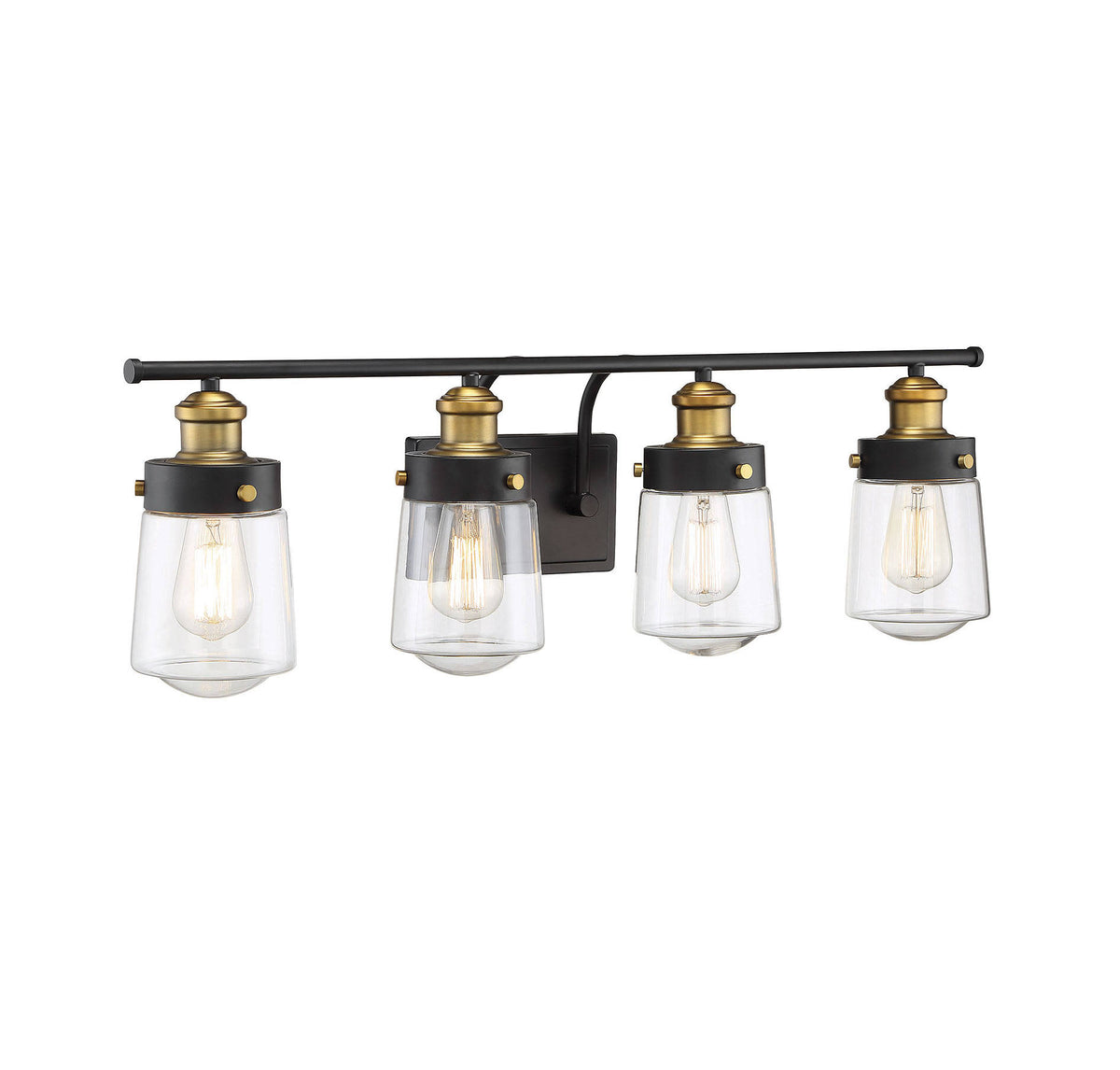 Vintage Black with Warm Brass 4 Light Bath V8881