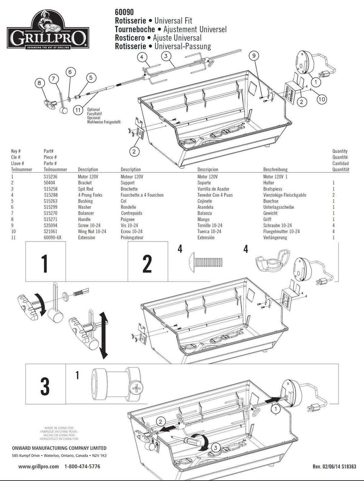 Universal Heavy Duty Rotisserie Kit for Grills E673